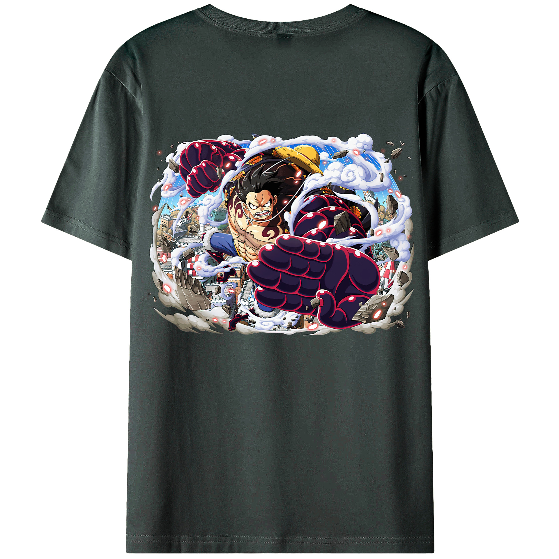 ワンピース モンキー・D・ルフィ ONE PIECE Monkey D. Luffy 綿100％ メンズ半袖Tシャツ（バックプリント） 通気性